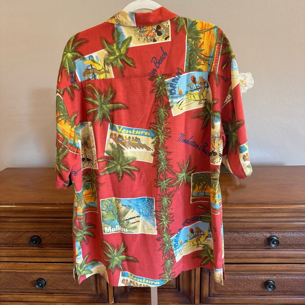 Vintage Tommy Bahama 100% Silk California Postcard Hawaiian Shirt M - Picture 6 of 6